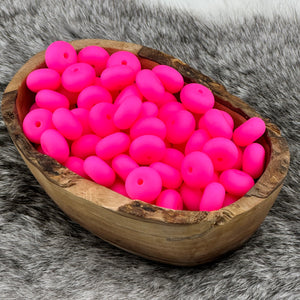 Neon Hot Pink Round Abacus Silicone 14mm