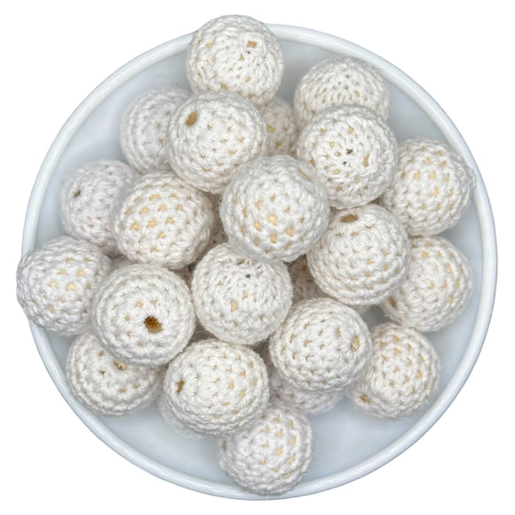 White Crochet Beads 20mm