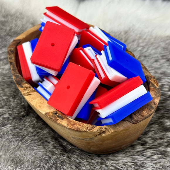 Red, White & Blue 3D STACKED BOOKS Silicone Focal