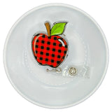 Decorated Plaid Apple Acrylic Badge Reel w/ Alligator Clip