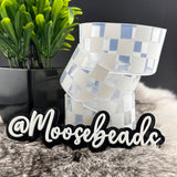 White Checkered Print on Clear Silicone Boots for Tumblers EXCLUSIVE