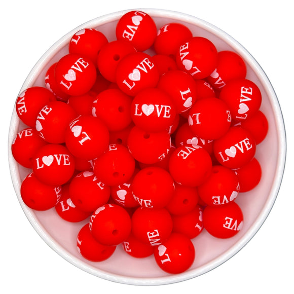 15-97 LOVE Printed 15mm Silicone Bead