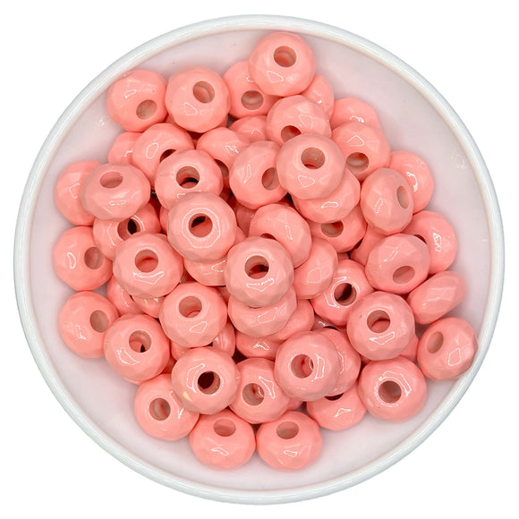 Pastel Pink Faceted Large Hole Spacer 15mm