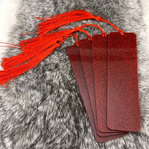 Red Glitter Acrylic Beadable Bookmark w/ Tassel