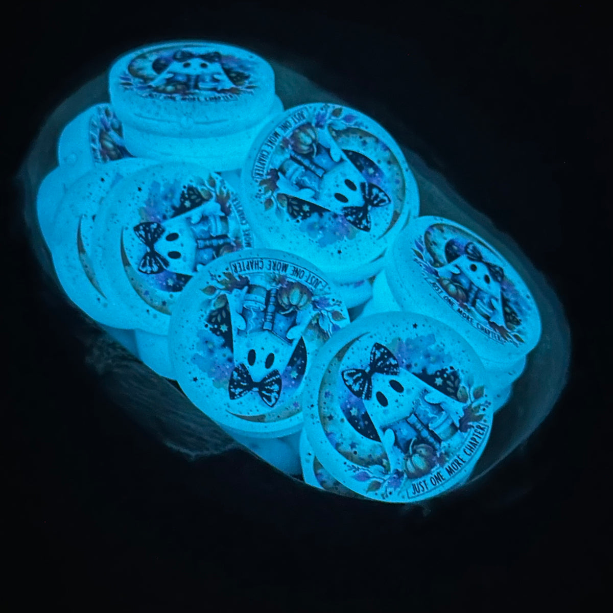 S-741 GLOW IN THE DARK Just One More Chapter Printed Glitter Focal EXC ...