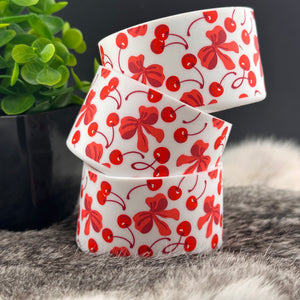 WHITE Coquette (BOW) Cherry Printed Silicone Boots for Tumblers EXCLUSIVE