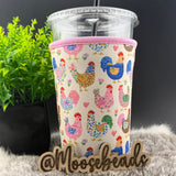MEDIUM Reuseable Iced Coffee Cup Sleeve (Koozie) EXCLUSIVE (14 Patterns in Drop Down Menu)