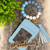 Light Blue Beaded Wristlet Keychain