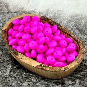 Neon Purple Silicone Lentil  Bead 12x6mm