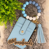 Light Blue Beaded Wristlet Keychain