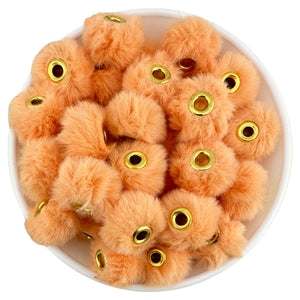 Orange Floofy Pom Large Hole Spacer 16mm