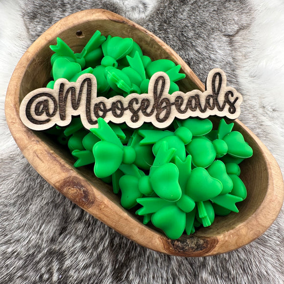 S-1377 Lucky Green Bow w/ Tails Silicone Focal EXCLUSIVE
