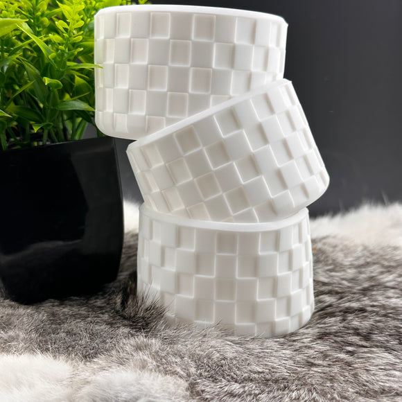 White Checkered Silicone Tumbler Boot