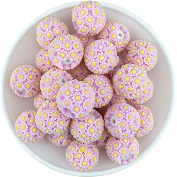 Pastel Purple & Yellow Flower Beads 20mm
