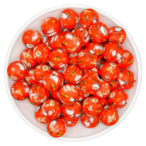 15-15 Red Christmas Print 15mm Silicone Bead