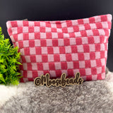 Pink Checkered Makeup Bag