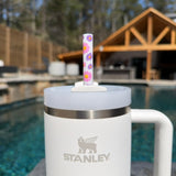 Pink & Purple Flowers 40oz Plastic Straw (1 straw)
