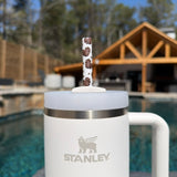 Leopard Hearts 40oz Plastic Straw (1 straw)