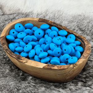 Neon Blue Silicone Lentil  Bead 12x6mm