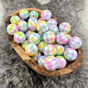 15-161 Plaid 15mm Silicone Bead