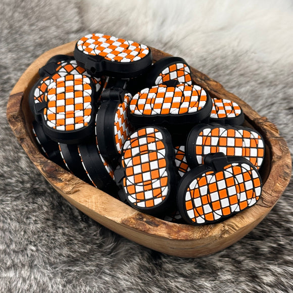 S-1080 Orange Checkered Pumpkin Silicone Focal EXCLUSIVE