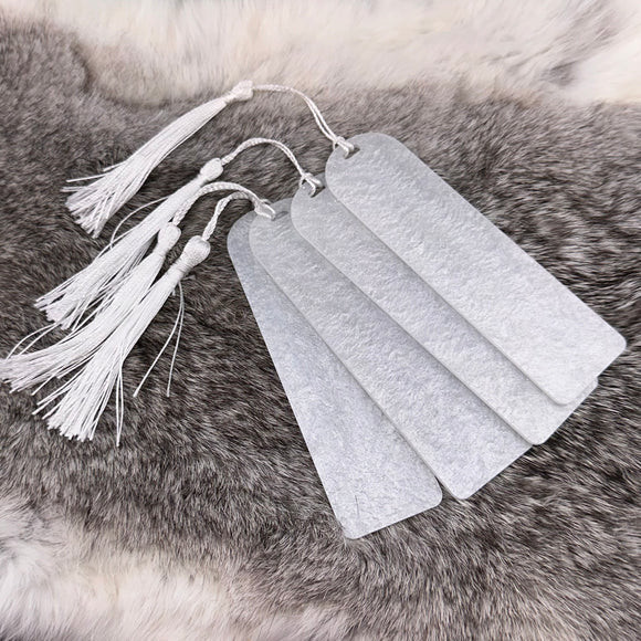 Pearlescent White Acrylic Beadable Bookmark w/ Tassel