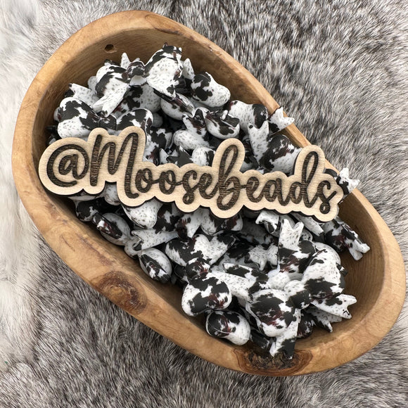 S-11 Cowhide Print Bow w/ Tails Silicone Focal EXCLUSIVE