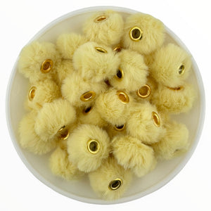 Yellow Floofy Pom Large Hole Spacer 16mm