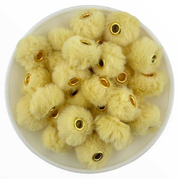 Yellow Floofy Pom Large Hole Spacer 16mm