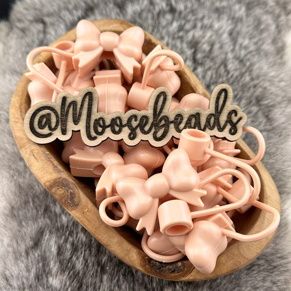 Champagne SILICONE Bow Straw Topper EXCLUSIVE