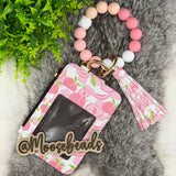 Peaches Beaded Wristlet Keychain