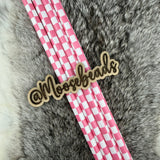 Pink Checkered 40oz Plastic Straw (1 straw)