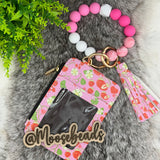 Strawberry Beaded Wristlet Keychain