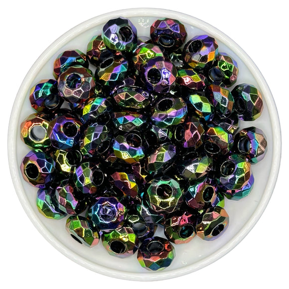 Black Iridescent Faceted Large Hole Spacer 15mm