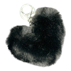 Extra Large Black Heart Pom Pom Keychain