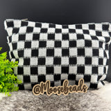 Black Checkered Makeup Bag