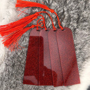 Red Glitter Acrylic Beadable Bookmark w/ Tassel