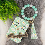 Mint Daisy Beaded Wristlet Keychain