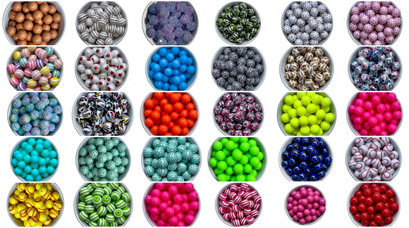Designer Label Printed Silicone Bead, Assorted Colors - Georgia Bead Company