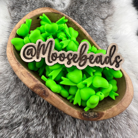 S-1316 Neon Green Bow w/ Tails Silicone Focal EXCLUSIVE