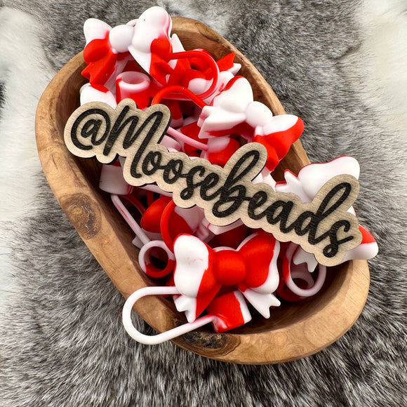 Peppermint Swirl SILICONE Bow Straw Topper EXCLUSIVE