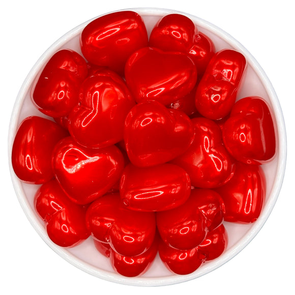 Red Pearl Heart Acrylic Bead 27mm