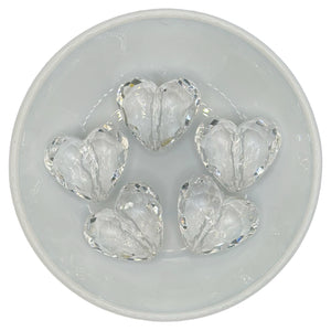 Clear Transparent Faceted Heart 29mm