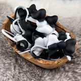 S-590 Black & White Swirl SILICONE Bow Straw Topper EXCLUSIVE