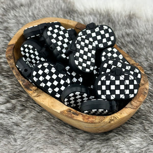 S-1050 Black & White Checkered Pumpkin Silicone Focal EXCLUSIVE