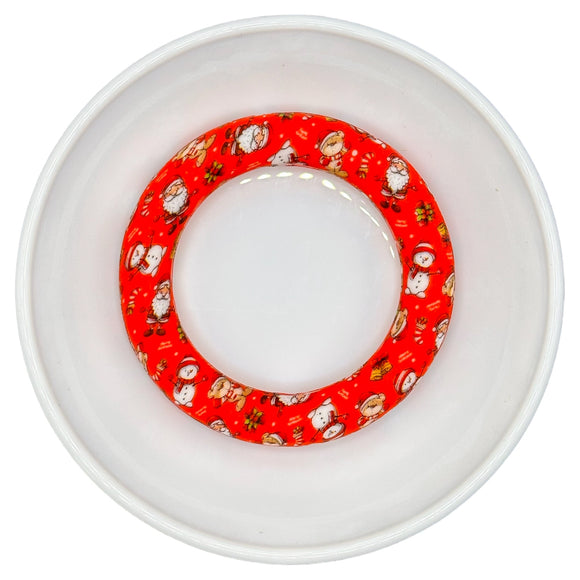 S-611 Red Christmas Print 65mm Silicone Ring/Pendant