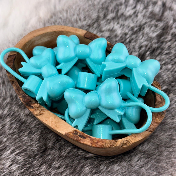 S-597 Turquoise Opal SILICONE Bow Straw Topper EXCLUSIVE