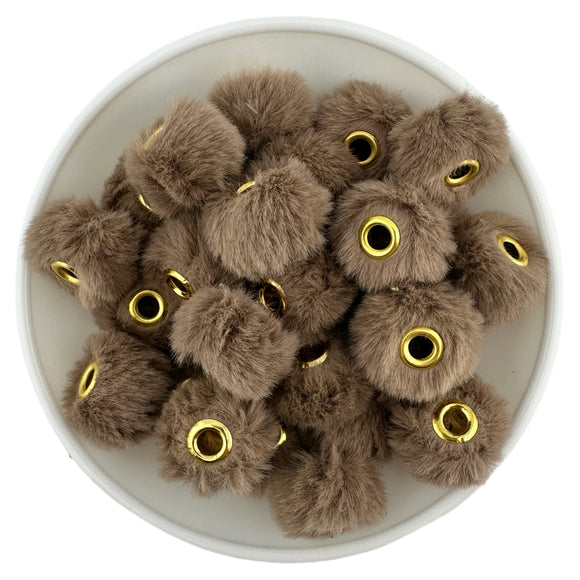 Mocha Floofy Pom Large Hole Spacer 16mm