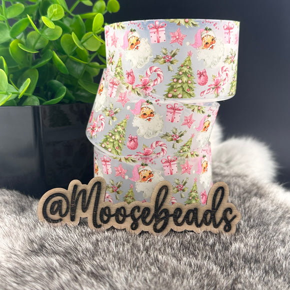 Pink Vintage Santa Print on Clear Silicone Boots for Tumblers EXCLUSIVE