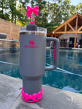 TB-2 Hot Pink Opal Bow Silicone Tumbler Boot EXCLUSIVE
